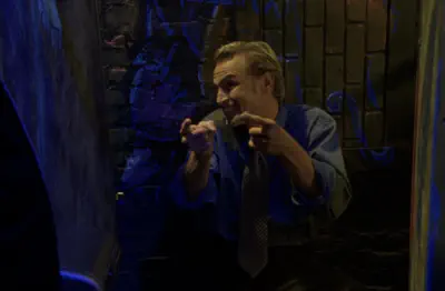 Rando Jeff helps the Tritons punk Veronica from a bathroom stall